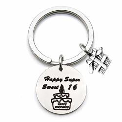 Qiier Happy Birthday Keychain 12TH Sweet 16 18TH 21ST Birthday Key Ring Birthday Gifts For Family Friends Sweet 16