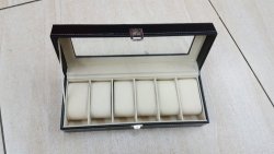 Watch Box Display Case Storage 6 Slot Block Division Bargain Black Pu Leather