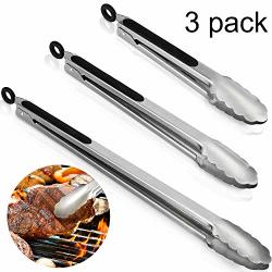 Maitys Set Of 3-9 12 16 Inch Stainless-steel Kitchen Tongs Cooking Tongs Heavy Duty Locking Kitchen Barbecue Tongs Set For Barbecue Cooking Grilling And Bbq