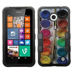 Nokia Lumia 635 Case Also Fit 630 By Uniquiti - Tumax Hybrid Cover Black - Design Watercolor Brush Palette