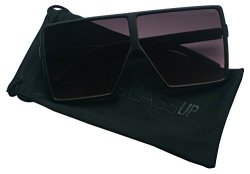 Big XL Large Oversized Super Flat Top Square Two Tone Color Fashion Sunglasses Matte Black Black Purple Lens 69