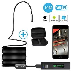 Wireless Inspection Camera Goodan Updated 1200P HD Wifi Endoscope Borescope With 2.0 Megapixels 1200P HD Snake Camera For Iphone And Android Smartphone Table Ipad