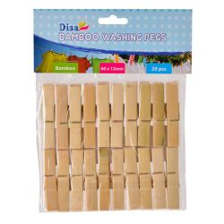 Washing Pegs - Bamboo - 60MM X 12MM - 20 Pieces - 8 Pack