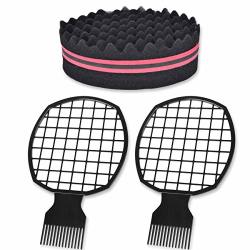 Tboxbo 2PCS Afro Twist Comb 1PCS Hair Sponge Brush Twist Hair Comb Afro Pick Hair Curl Sponge Brush For Men Barber And Personal Use