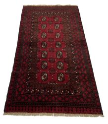 Red Afghan Handmade Carpet - 190 X 100 Cm