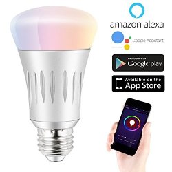 Smart Wifi Light Bulb Lighting Lamp Dimmable Timer Rgb LED Bulbs Color Ambiance Compatible With Alexa Remote Control By Phone Ios & Android