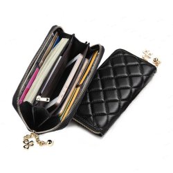 UNIVERSAL Pu Leather Clover Ornament Classic Diamond Lattice Phone Wallet For Phone U