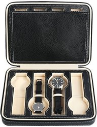 Mantello 8-SLOT Portable Watch Travel Case Storage Organizer Black