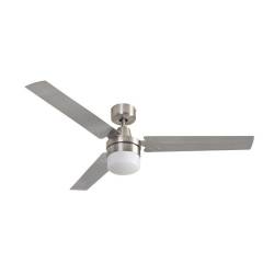 Industrial Ceiling Fan With Stainless Steel Light Kit 3 Steel Blades Satin Chrome 1235MM Diameter