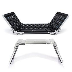 IClever Bluetooth Keyboard Foldable Wireless Keyboard With Portable Pocket Size Aluminum Alloy Housing Carrying Pouch For Ipad Iphone And More Tablets Laptops And Smartphones