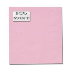Serviettes - Napkins - Pink - 2 Ply - 33CM - 20 Pack - 8 Pack