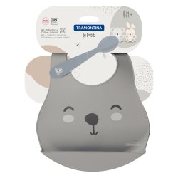 Tramontina Le Petit 2-PIECE Grey Bib And Childrens Spoon Set