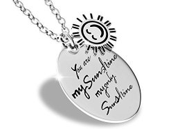 EPOCH You Are My Sunshine My Only Sunshine Inspirational Quote Necklace Stainless Steel Charm Pendant For Women