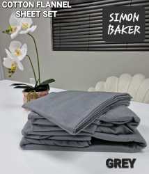 Simon Baker - Cotton Flannel Sheet Set - Grey - Double Bed