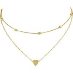 Za Multilayer Love Heart Choker Gold Necklace