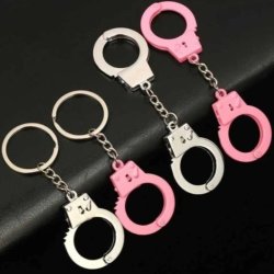 Kinky Metal Handcuff Keyring - 1 X Pink Single