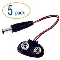 5PACK 9V Battery Clip With 2.1MM X 5.5MM Male Dc Plug For Arduino By Corpco