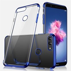 Huawei P Smart Case Huawei P Smart Clear Case Ultra-thin Crystal Clear Shock Absorption Electroplating Transparent Bumper Silicone Gel Rubber Soft Tpu Cover Case