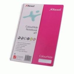 Rexel A5 Colourhide Feint Rule Perforated Notebook 200 Pages Pink