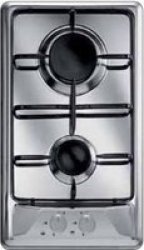 Domino - Built In Hob With 2 Gas Burners And Enamelled Pan Supports Stainless Steel 300MM