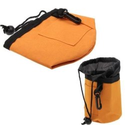Collapsible Fabric Travel Pet Dog Food Bowl With Pothook And String Orange