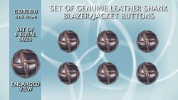 Set Of 6 One Size Genuine High Quality Leather Shank Blazer jacket Buttons Dark Brown LDB080 20.5MM In Diameter