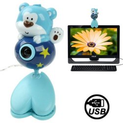 Usb 2.0 Cartoon Bear Style 0.48 Mega Pixels Driverless Pc Camera Webcam Cable Length: 1.2m