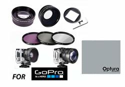 For Gopro HERO3 HERO4 HERO5 HERO6 HERO7 Black Wide Angle Lens+telephoto Zoom Lens +hd Filter Kit Uv-cpl-fld