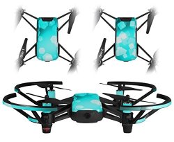 Skin Decal Wrap 2 Pack For Dji Ryze Tello Drone Bokeh Hex Neon Teal Drone Not Included