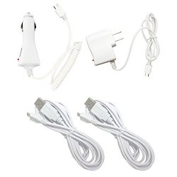 4 PC Fenzer White Micro USB Home Wall Auto Car Data Sync 10 Ft Charger Cable For LG G4 MINI