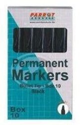Parrot Black Bullet Markers - Permanent Bullet Tip Markers Box Of 10