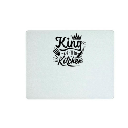 King Of The Kitchen - Printed Large Glass Cutting Board