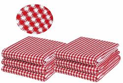 Ramanta Home 100% Cotton Kitchen Dish Towel 6-PIECE Set 16X26 Super Absorbent - Drying & Cleaning - Everyday Kitchen Basic Waffle Dishtowel Red