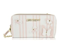 Nwt Betsey Johnson Women Pink 3D Butterfly 2-WAYS Wallet On A String Bag