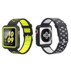 Generic 38 40 41MM Apple Watch Silicone Strap Pack Of 2 - With Bumper Case