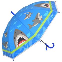Kids Shark 8-PANEL Umbrella & Whistle
