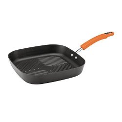 Rachael Ray Hard Anodized II Nonstick Dishwasher Safe 11-INCH Deep Square Grill Pan Orange