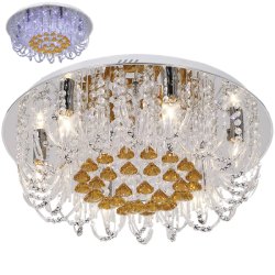 Polished Chrome Flush Mount Ceiling Fitting With Clear And Amber Crystals CF2826 6 LED