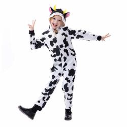 RJ Legend Cow Onesie Pajamas With Cow Ear And Horns For Boys And Girls - Dress Up For Kids Medium