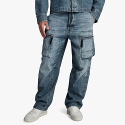 Men&apos S Multi Pocket Cargo Tsukuru Blue Faded Jeans