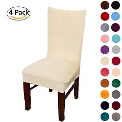 Colorxy Spandex Fabric Stretch Dining Room Chair Slipcovers Home Decor Set Of 4 Light Beige