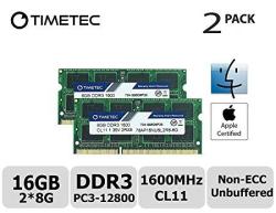 Timetec Hynix Ic Apple 16GB Kit 2X8GB DDR3L 1600MHZ PC3L-12800 Sodimm Memory Upgrade For Macbook PRO13-INCH 15-INCH Mid 2012 Imac 21.5-INCH Late 20