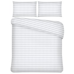 ALWAYS HOME - Double Super Soft Duvet Cover Wide Stripe White