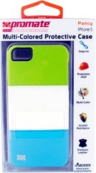 Promate Pancy Iphone 5 Multi-colored Protective Case Colour: Green white blue Retail Box 1 Year Warranty