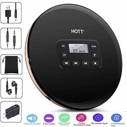 Hongyu Portable Cd Player With Lcd Display Personal Compact Disc Cd Players Electronic Skip Protection Shockproof Anti Scratch Function With Stereo Headphones Walkman Black