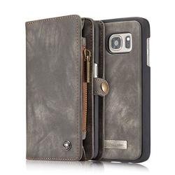 Airebo 5161757 Dermis Handmade Genuine Cowhide Wallet Type Leather Case With Zipper For Samsung Galaxy S7 Edge Black Ash
