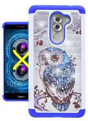 Honor 6X Case Nuomaofly Creative Studded Rhinestone Crystal Bling Hybrid Armor Defender Protective Case Cover For Huawei Honor 6X 2017 Owl