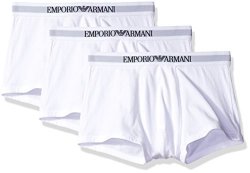 Emporio Armani Men's Cotton Trunks 3-PACK New White Medium