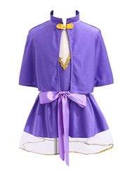 Vastwit Kids Girls Cheerleading Clothing Carnival Party Costume Trapeze Cape Tops With Pleated Skirt Wristband Outfits Purple A 12 Years