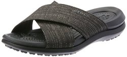 Crocs Women's Capri Shimmer Xband Sandal Black black 7 M Us